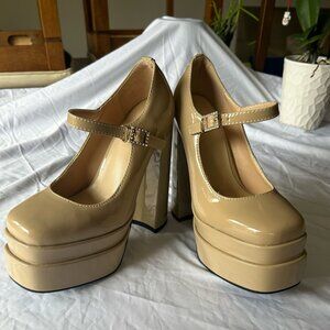 Women's Buckle high Heels Square Toe Chunky Heel 2022 Spring and Summer Wedding